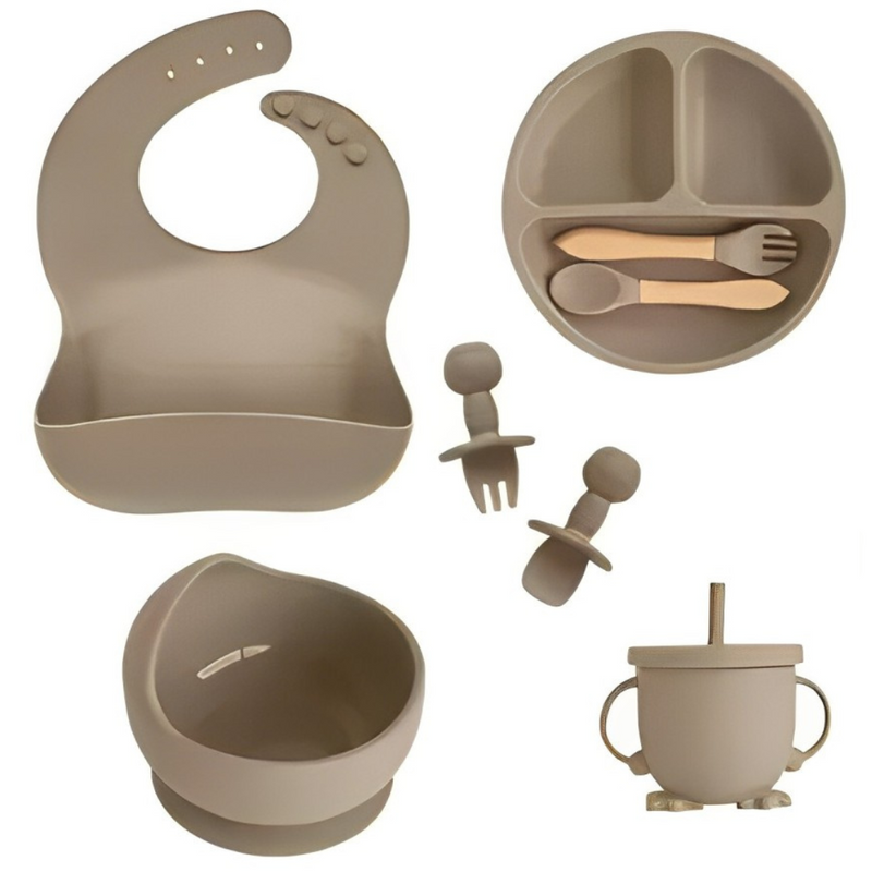 Kit Introdução Alimentar Bebê Utensílios de Silicone 8 Pçs